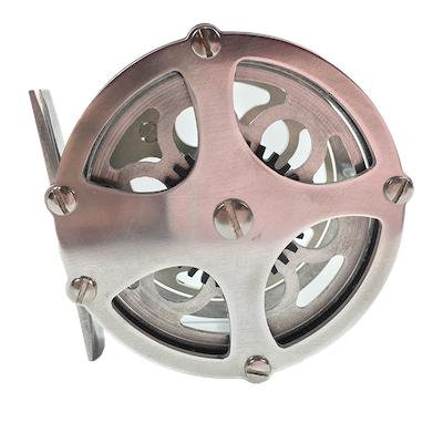 Raised-pillar fly reel kit, back view